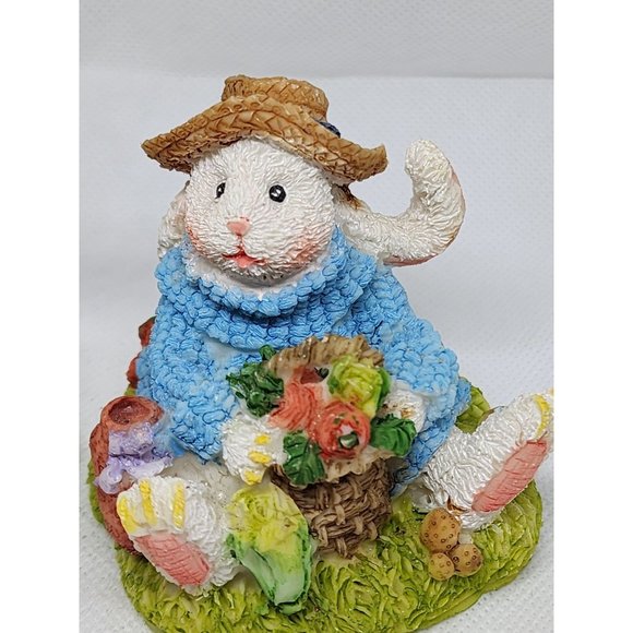 2 Easter Bunny Multicolored Porcelain Rabbit Home Decor Shelf Sitter - Picture 16 of 16